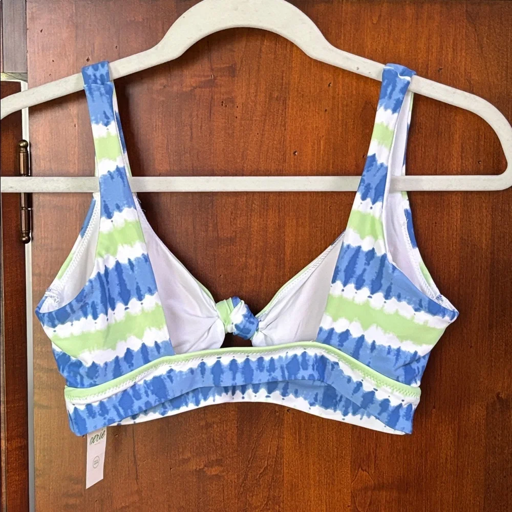Aerie Scoop Tie Dye Tie Front Banded Bikini Top